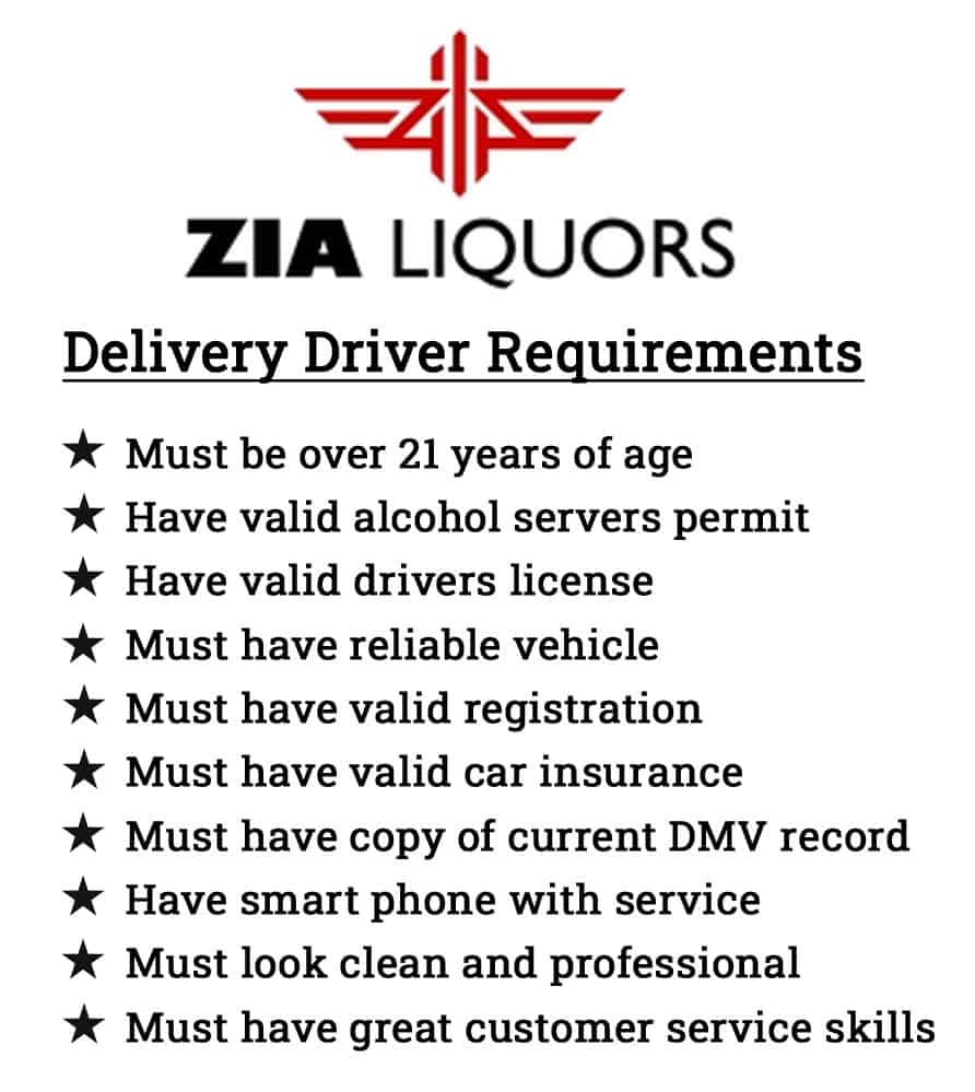 zia delivery driver requirements
