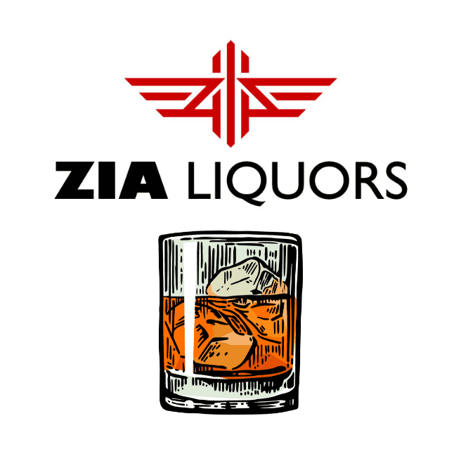 Zia Liquors logo with Bourbon glass